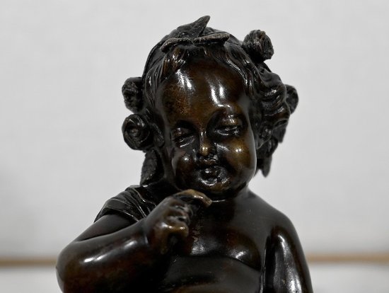 Bronze " Putto with a bow " - XIXth century