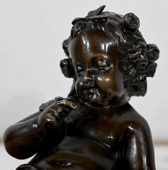 Bronze " Putto with a bow " - XIXth century