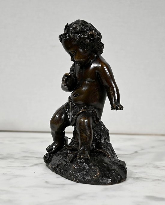 Bronze " Putto with a bow " - XIXth century