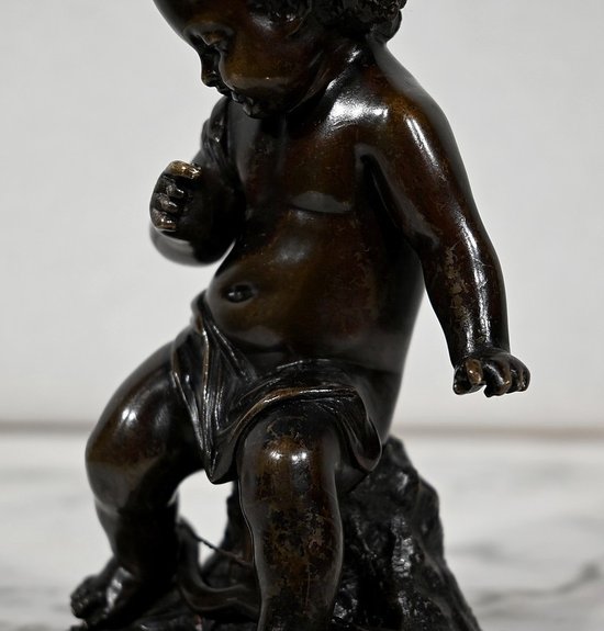 Bronze " Putto with a bow " - XIXth century