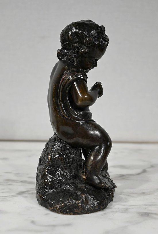 Bronze " Putto with a bow " - XIXth century