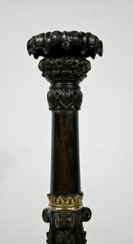 Paar Kerzenhalter aus Bronze, Restaurationszeit - Anfang 19.