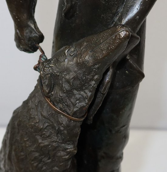 Important Bronze " The Lady with the Greyhound " after D. Chiparus - XXth