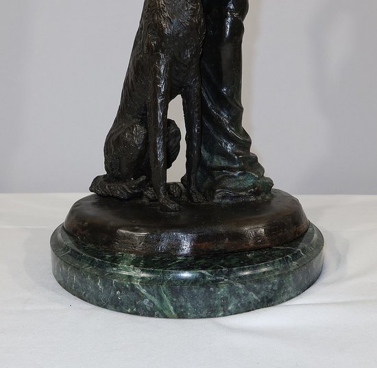 Important Bronze " The Lady with the Greyhound " after D. Chiparus - XXth