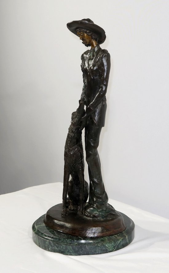 Important Bronze " The Lady with the Greyhound " after D. Chiparus - XXth