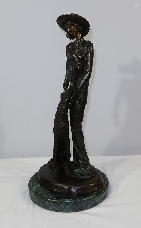 Important Bronze " The Lady with the Greyhound " after D. Chiparus - XXth