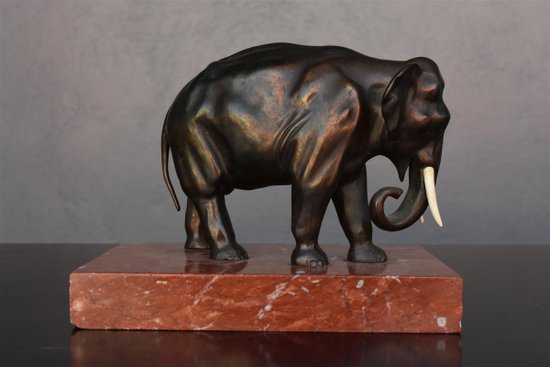 Ensemble De Bureau En Bronze Aux éléphants 1900