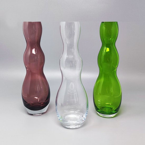 1970 Beautiful set of 3 Murano glass vases by Nason. Made in Italy