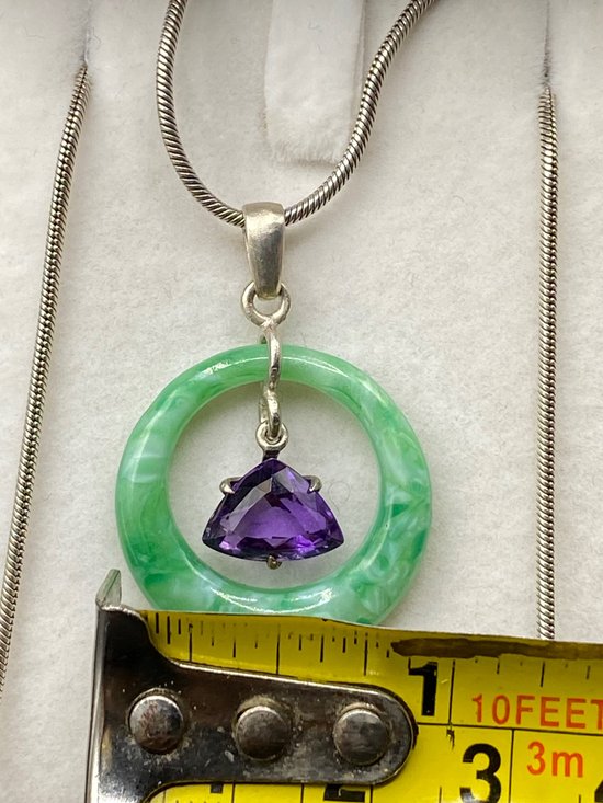 PENDENTIF JADE & AMÉTHYSTE 