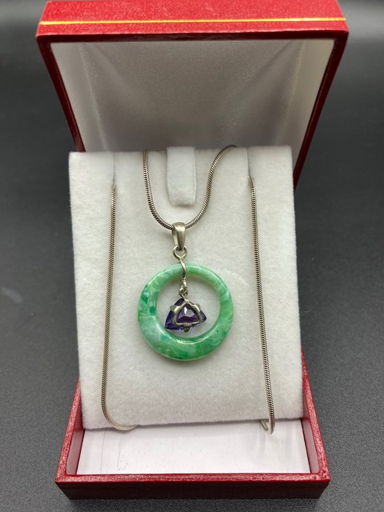 PENDENTIF JADE & AMÉTHYSTE 