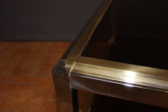 Square chrome and brass side table by Willy Rizzo circa 1970