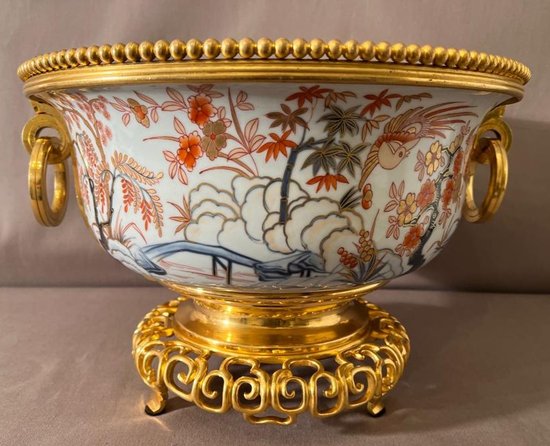 Large Cup In Imari Porcelain And Gilt Bronze Mount Nineteenth