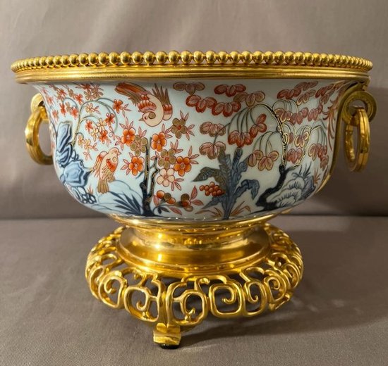 Large Cup In Imari Porcelain And Gilt Bronze Mount Nineteenth