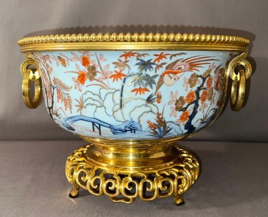 Large Cup In Imari Porcelain And Gilt Bronze Mount Nineteenth