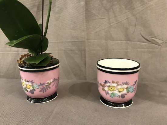 Pair Of 19th Century Porcelain Mini Planters