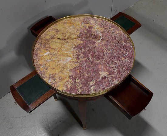 Mahogany Bouillotte Table, Louis XVI Style - Early 20th Century