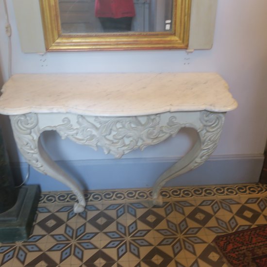 painted carved wood console