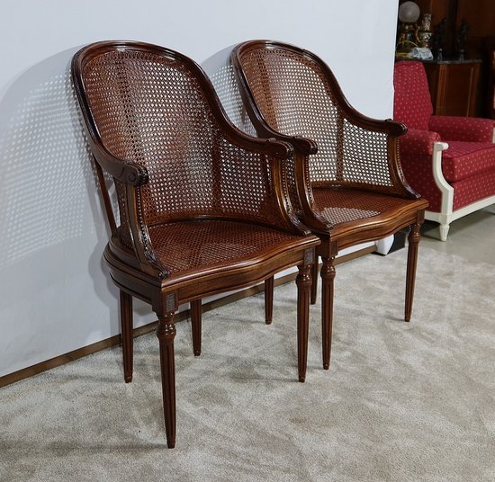 Pair of Mahogany Armchairs, Louis XVI Style - Early 20th Century