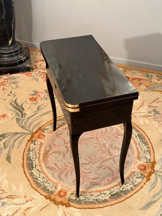 Black Lacquered Tric Trac Game Table, Louis XV Period Around 1750