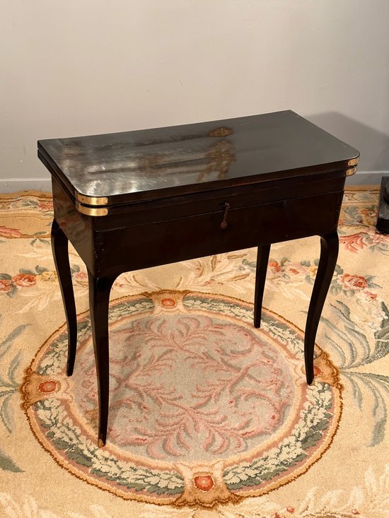 Black Lacquered Tric Trac Game Table, Louis XV Period Around 1750