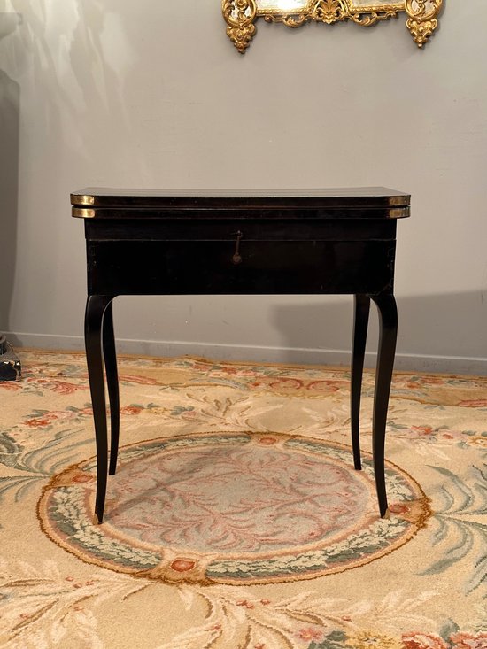 Black Lacquered Tric Trac Game Table, Louis XV Period Around 1750