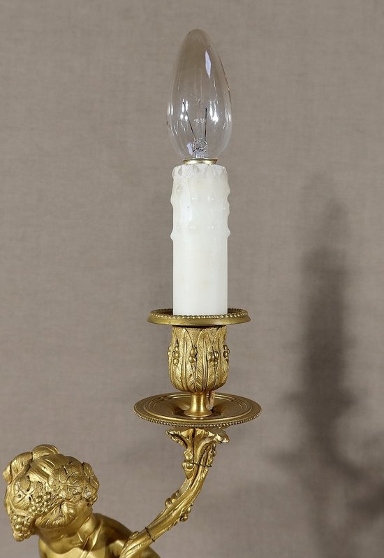 Pair of Candlesticks in Gilt Bronze, Louis XVI style - 19th century