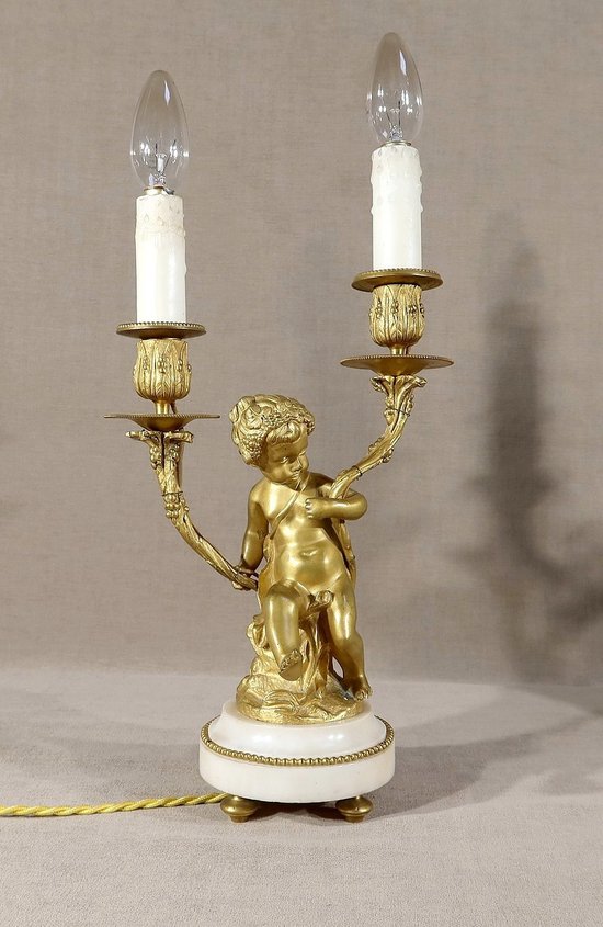 Pair of Candlesticks in Gilt Bronze, Louis XVI style - 19th century