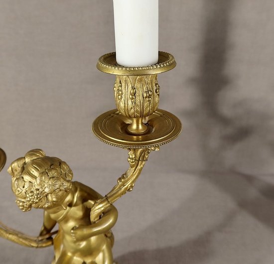 Pair of Candlesticks in Gilt Bronze, Louis XVI style - 19th century