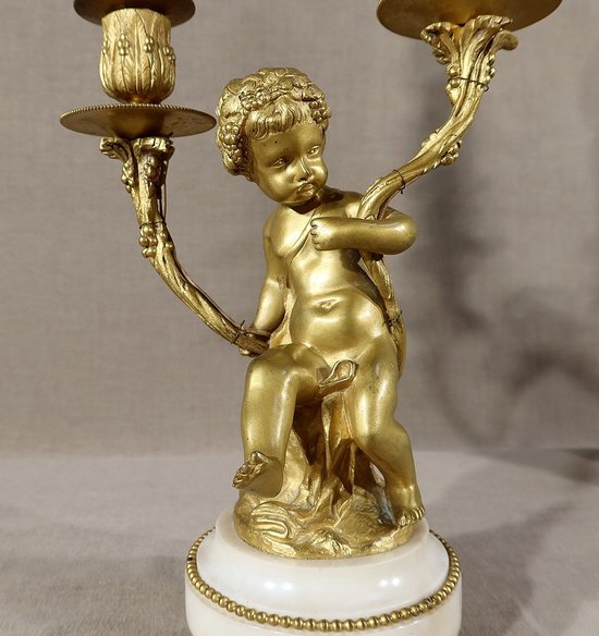 Pair of Candlesticks in Gilt Bronze, Louis XVI style - 19th century