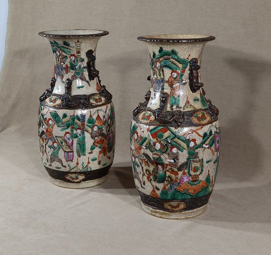 Paire de Vases en Porcelaine de Nankin, Chine – Fin XIXe