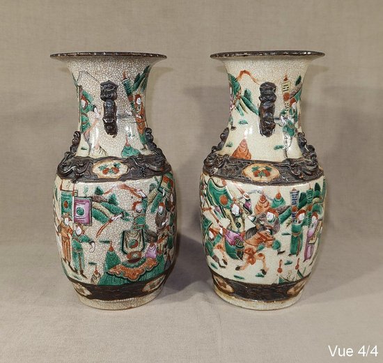 Paire de Vases en Porcelaine de Nankin, Chine – Fin XIXe