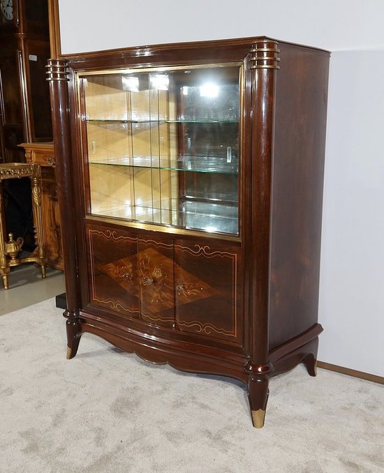 Showcase cabinet in Rio Rosewood, attributed to J. Leleu, Art Deco – 1940