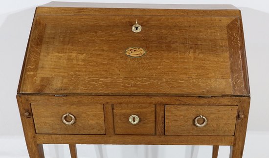 Kleines Bureau de Pente aus Eiche im Directoire-Stil - 2. Teil des 19. Jahrhunderts