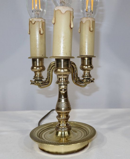 Lampada Bouillotte in bronzo dorato, gusto Impero - 1900