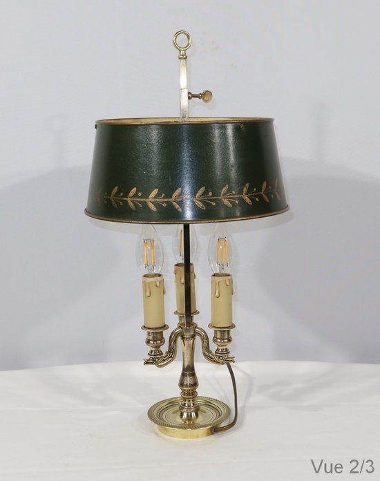 Lampada Bouillotte in bronzo dorato, gusto Impero - 1900