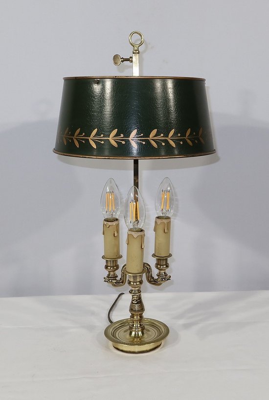 Lampada Bouillotte in bronzo dorato, gusto Impero - 1900