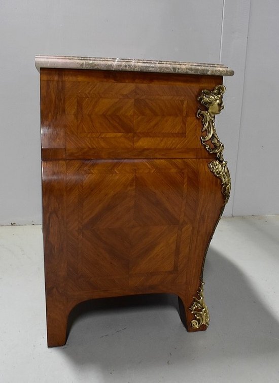 Chest of drawers in Blond Mahogany, Regency style - Mid 20th century