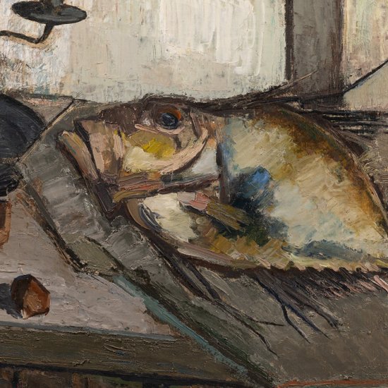 Stillleben Mit Fisch, Ginette Rapp (1928 - 1998)