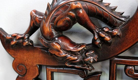 Music cabinet in stained Beech, Asian spirit, attributed to G. Viardot. Viardot - 1900