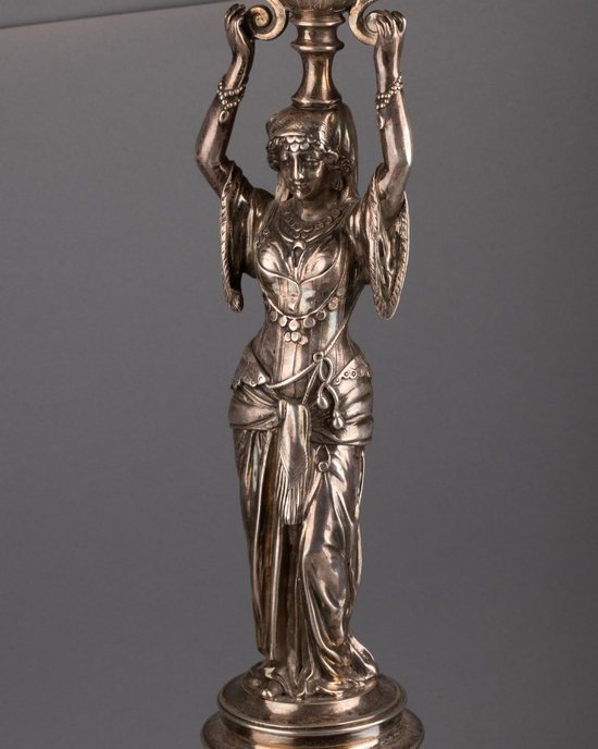 Large Solid Silver Candlestick, 19th Century