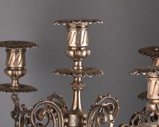 Large Solid Silver Candlestick, 19th Century