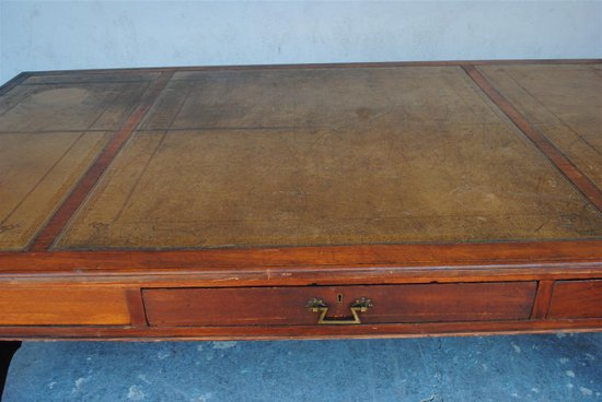 Very Large Double Sided English Desk, 19th Century