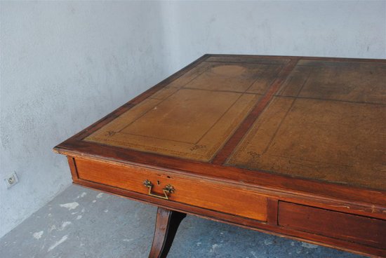 Very Large Double Sided English Desk, 19th Century