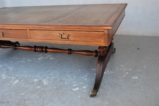 Very Large Double Sided English Desk, 19th Century