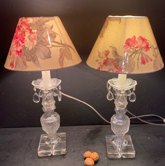 pair of crystal lamps