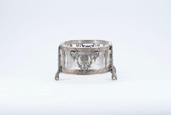 Centerpiece In Silvered Bronze And Crystal, 19th Century