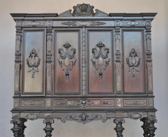 Important Blackened Wood Cabinet Renaissance Style Nineteenth Columns