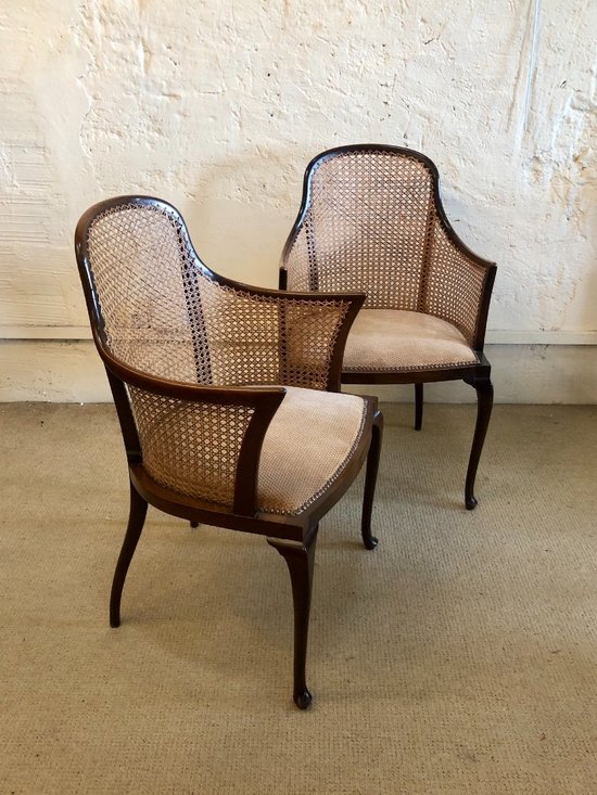 Pair Of Regency Armchairs. England, 19th Century