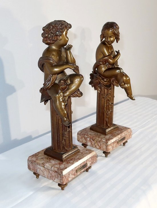 Paire de statuettes « L’Insouciant et la Rêveuse » par A. Moreau – Fin XIXe