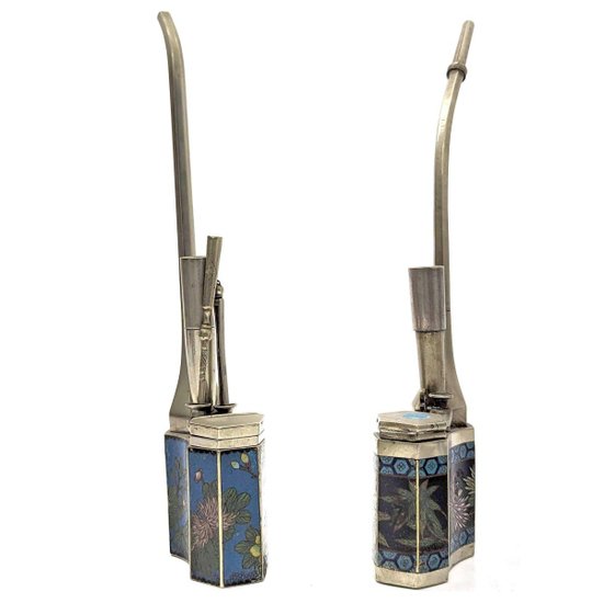 Fake Pair Of Water Pipe In Cloisonne Decor